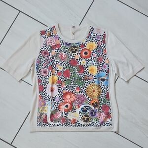 Gucci Silk Flora and Leopard Print Scarf Sweater Top 🏵